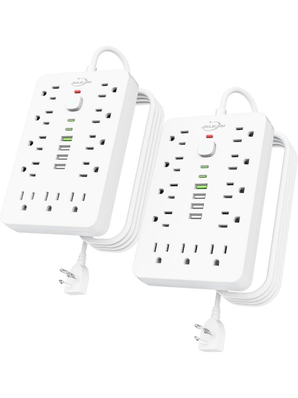 6FT Flat Plug Surge Protector Power Strip with 11 AC Outlets & 6 USB Ports